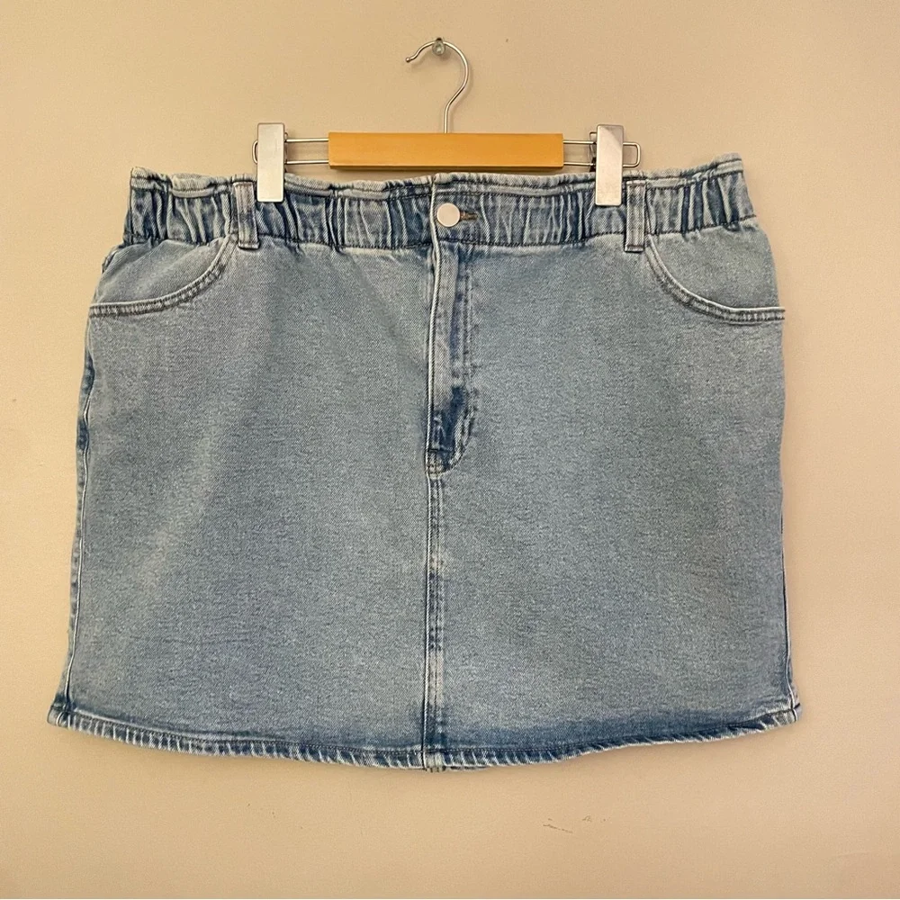 Reitmans Light Blue Denim Mini Skirt Elastic Waist – Size 18/20 Like New - Picture 2 of 16
